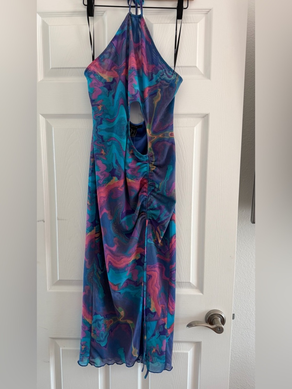 Forever 21 Blue Multi Marble Print Dress